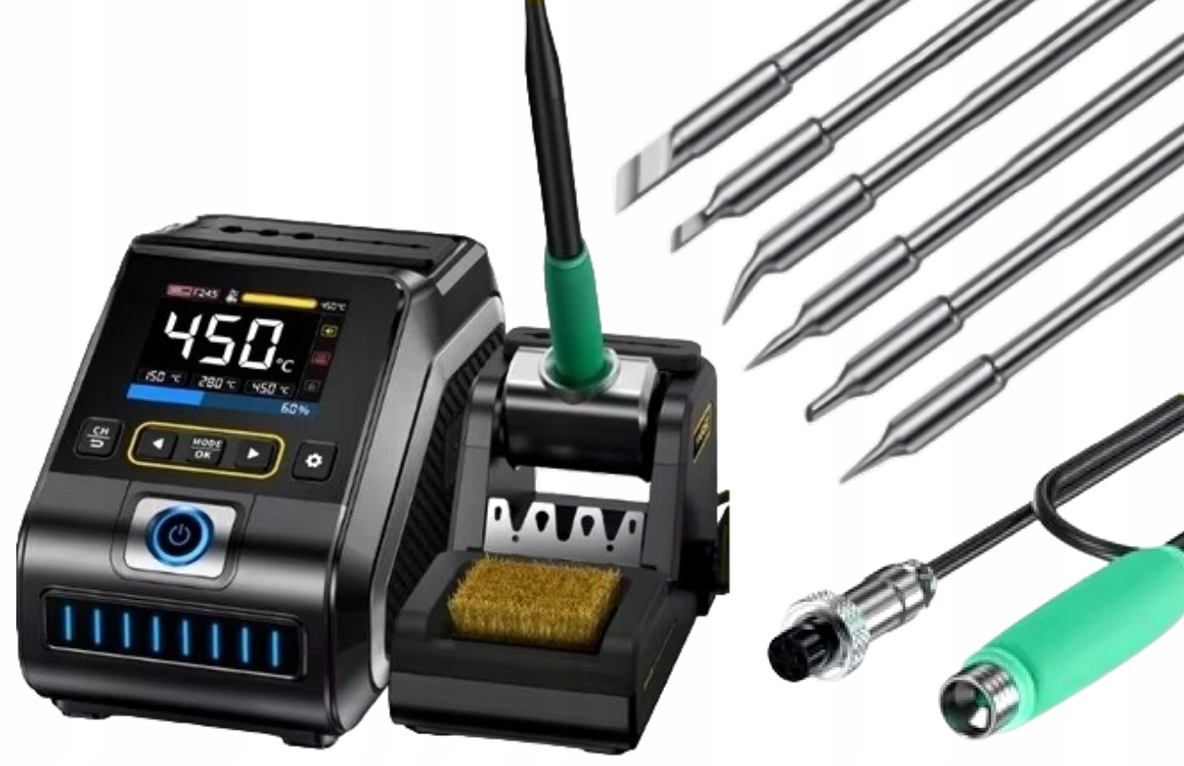 DWS200 stacja lutownicza 200W z kolbą lutowniczą F245 Fnirsi 6 grotów
