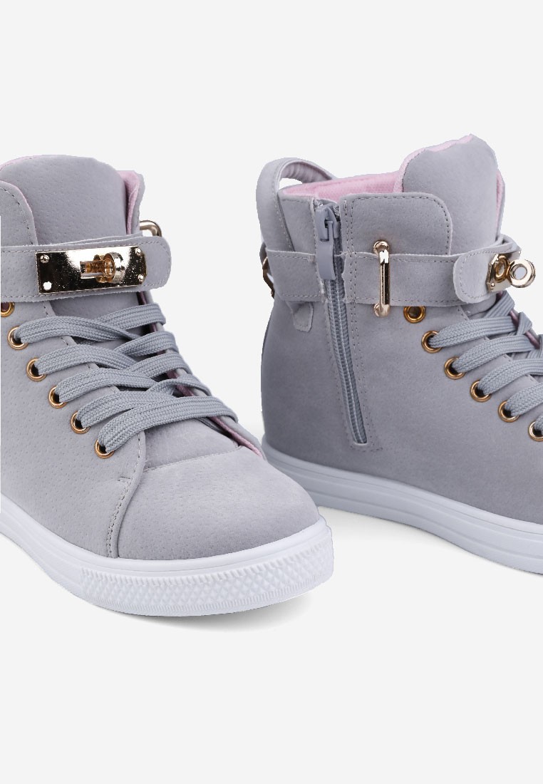 SZARE BOTKI DZIEWCZĘCE UKRYTY KOTURN SNEAKERSY SPORTOWE DZIECIĘCE SUWAKI Marka Inna marka