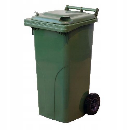 Levně popelnice 120l plastová Zelená s kolečky 487037
