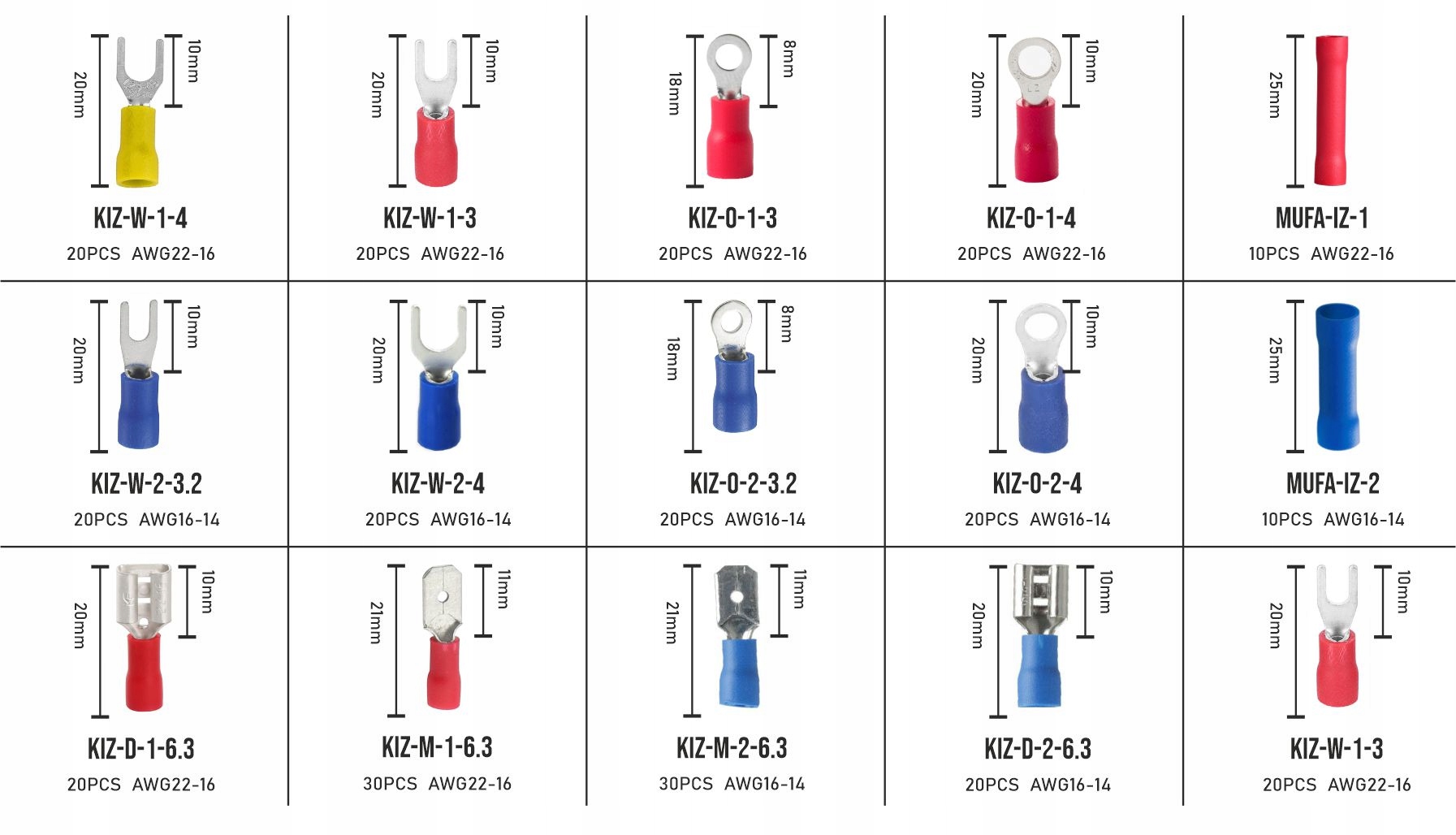 Zaciskarka Adelid KIZ-MIXBOX300-ZBAIZ6 0,5 mm² - 6 mm² Kolor inny
