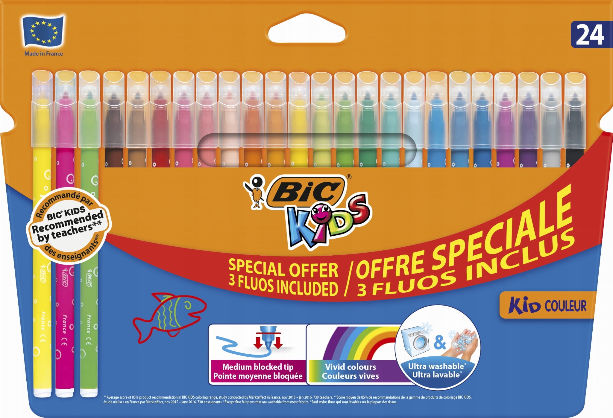 

Flamastry Kids Kid Couleur Fluo 24kol. 20+4szt Bic