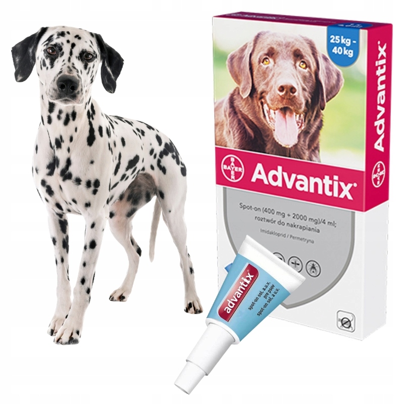 Krople Dla Psów 25-40 Kg Na Kleszcze Pchły Advantix Spot-on 4 x 4 ML