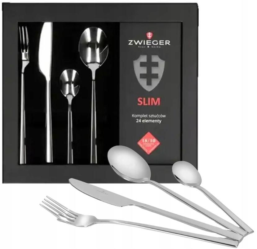 Zestaw sztućców Zwieger Slim 24 el. Ręczny szlif Stal nierdzewna
