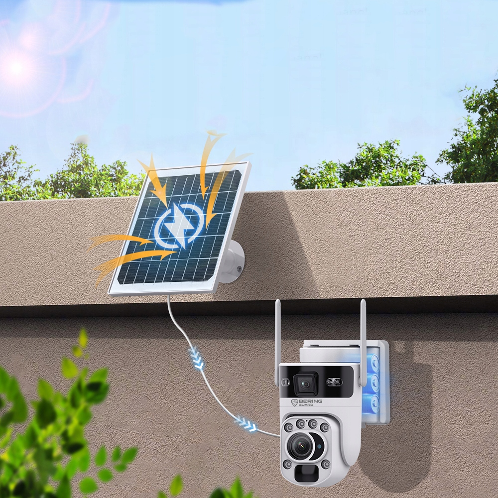 Kamera GSM Karta SIM Podwójna Obrotowa SOLAR Podgląd obraz na żywo ZOOM x20 Złącza USB