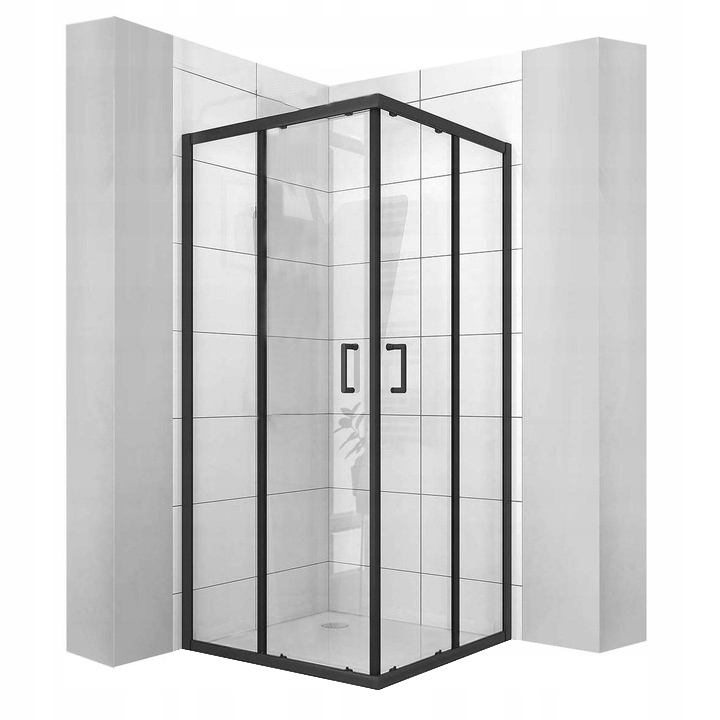 Outlet Kabina Prysznicowa Narożna Przesuwna 80x80 Czarna Vito Calani