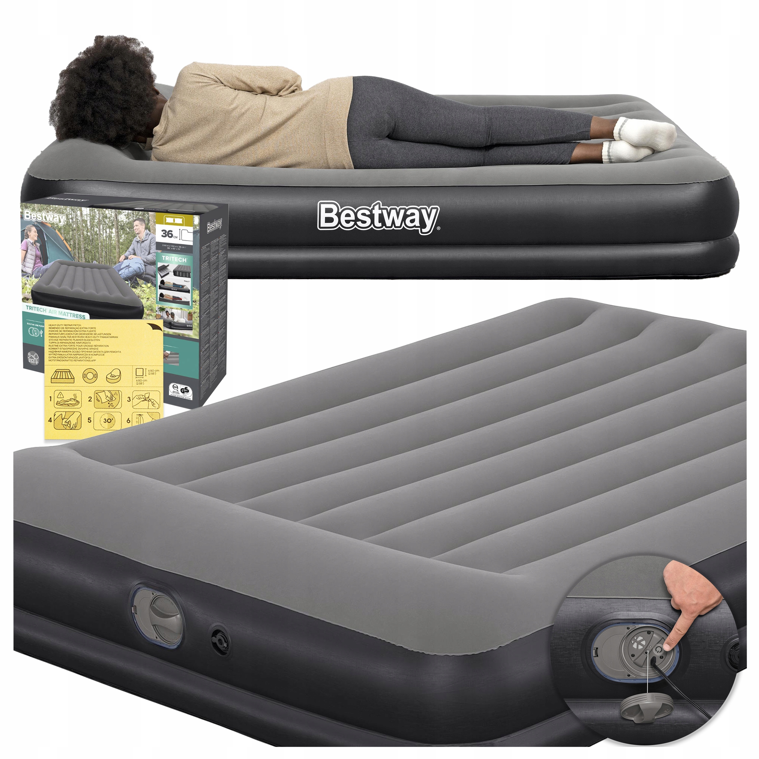 Matrace s pumpou Dvoulůžko 203x152x36 Bestway 671BU New