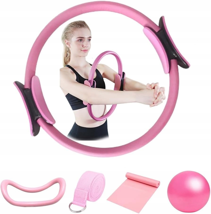 Zestaw Pierścieni Do Pilatesu Trening Fitness Joga Piłka Taśmy Pasek 5W1