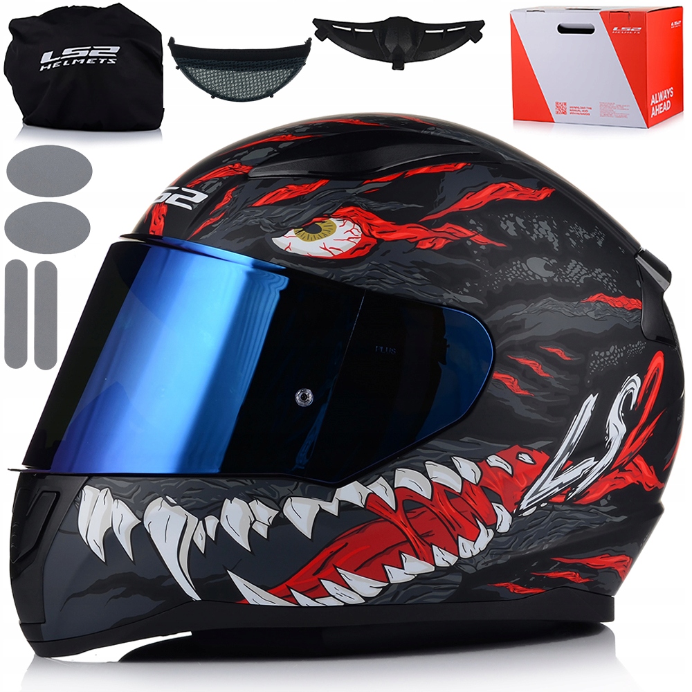 Motocyklová Prilba LS2 FF353 Rapid II Kaiju 06 Zrkadlovka, Modré Sklo