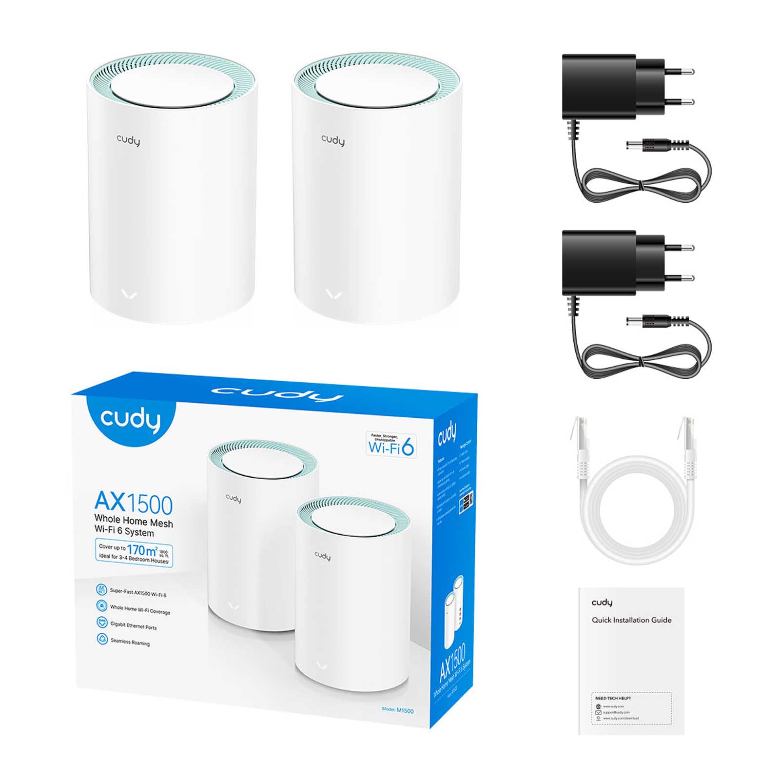 Access Point, Repeater, Router Cudy M1500 2-pack 802.11ax (Wi-Fi 6)