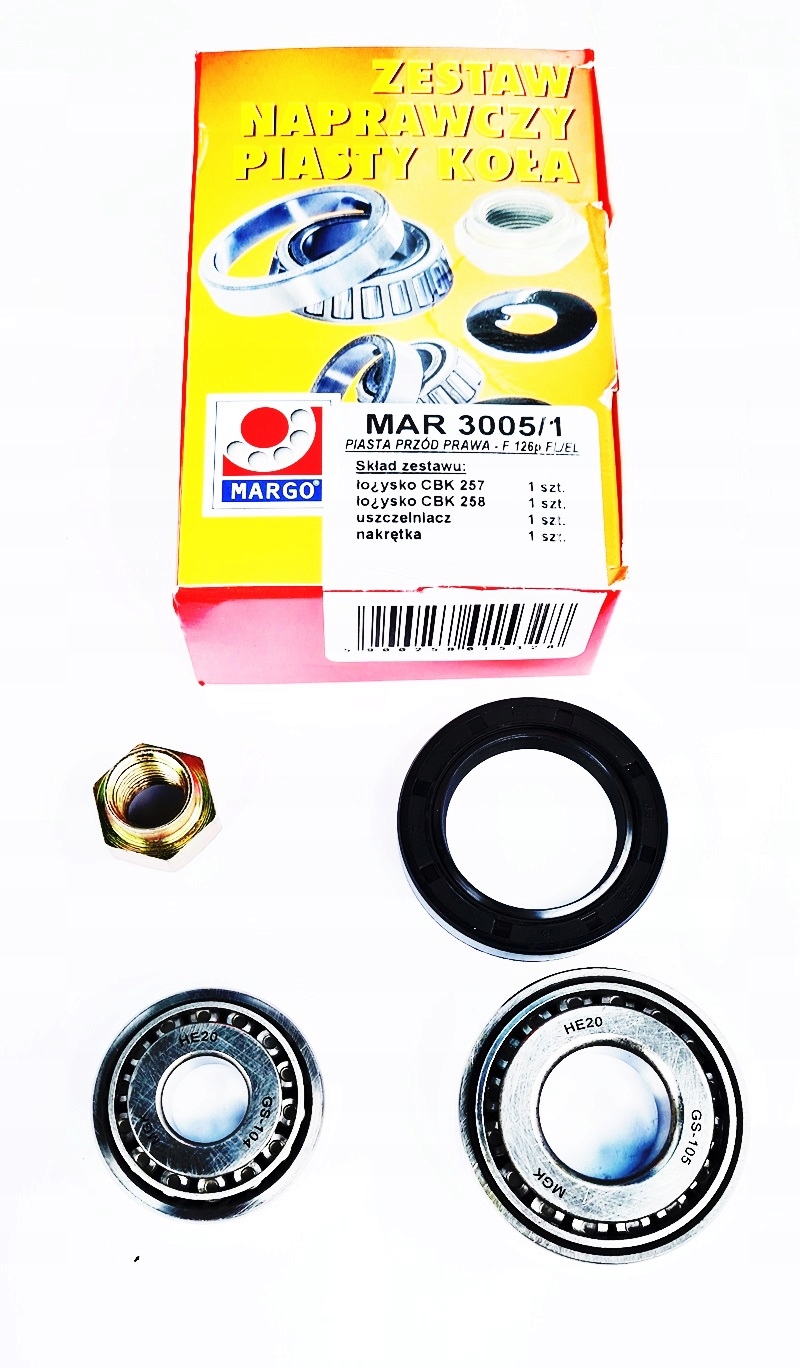 ŁOŻYSKA PIASTY KOŁA PRZÓD PRAWY FIAT 126p FL EL