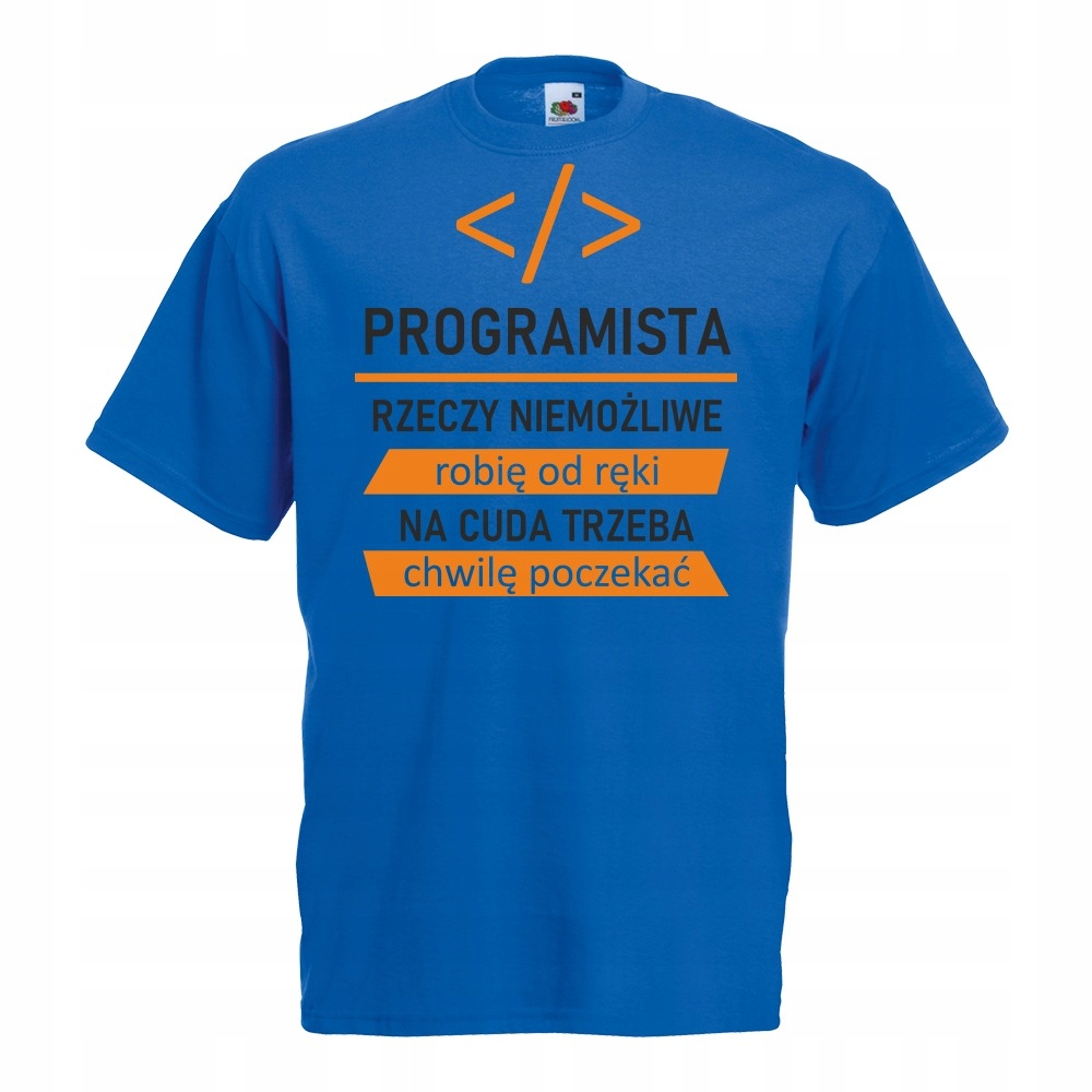 

Koszulka programista cudotwórca M niebieska