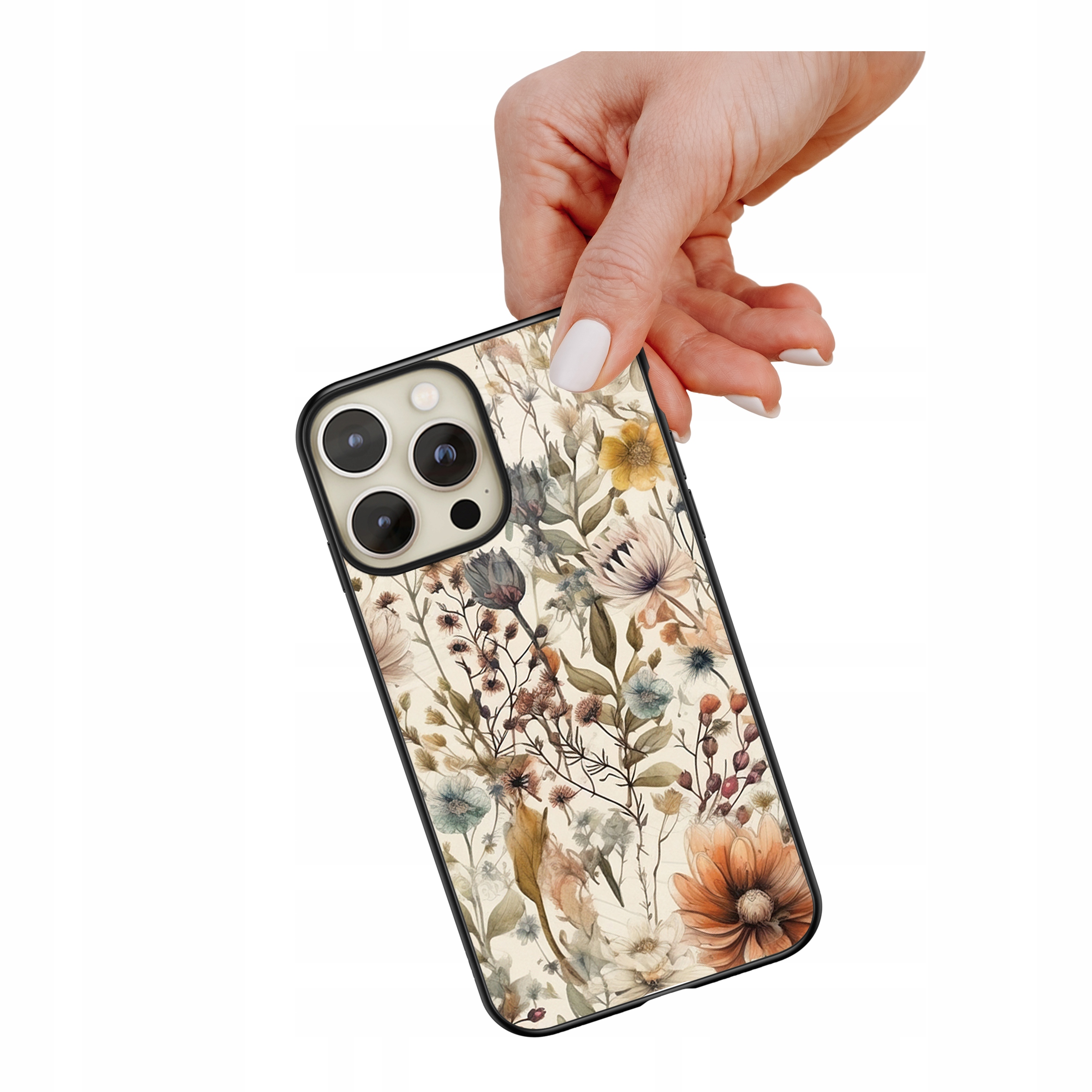 Etui szklane ceramiczne do iPhone 14 Pro Max Łąka beż