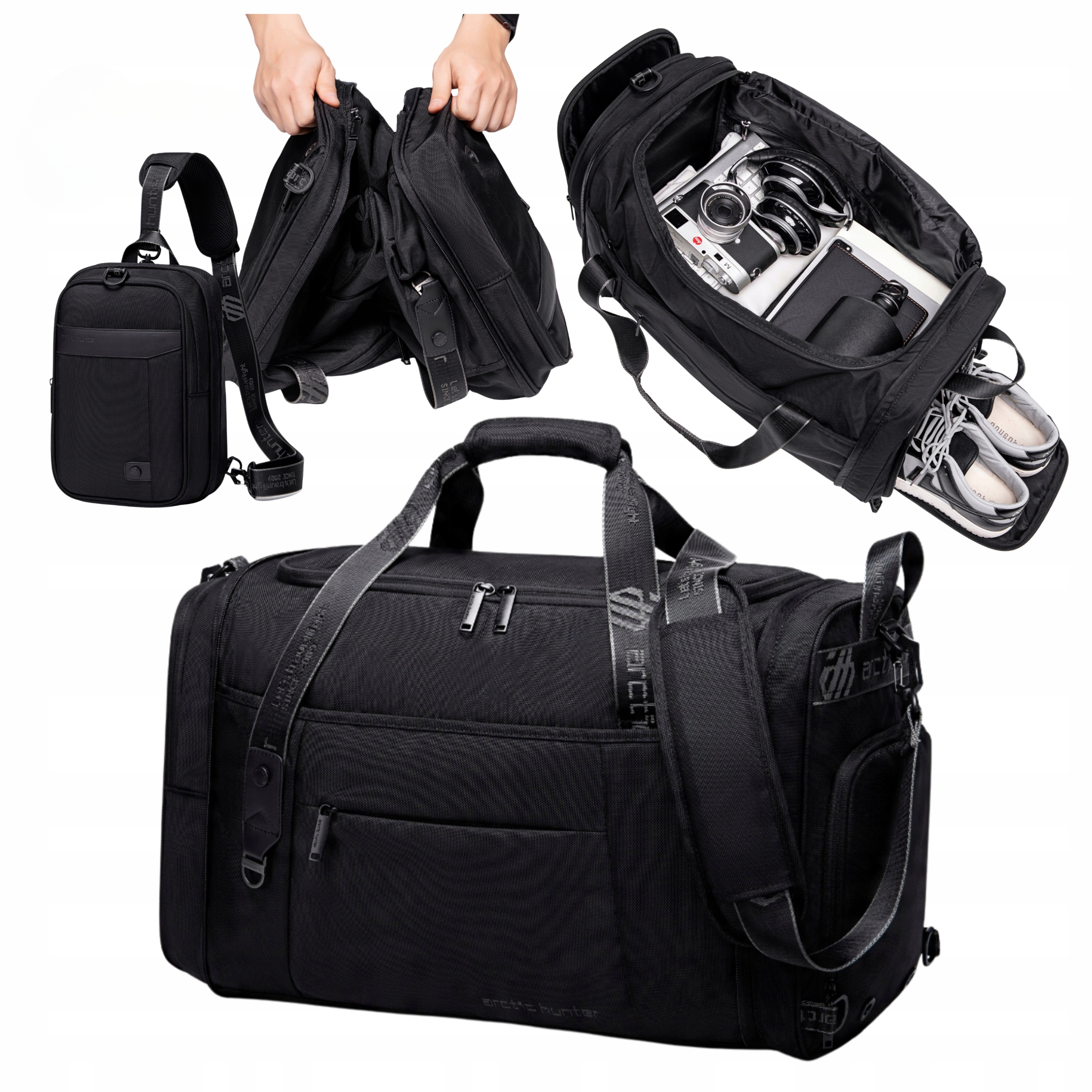 Cestovní Taška Do Posilovny 2V1: Prostorná Taška A Kosmetická Taštička, Sportovní Pánská Taška