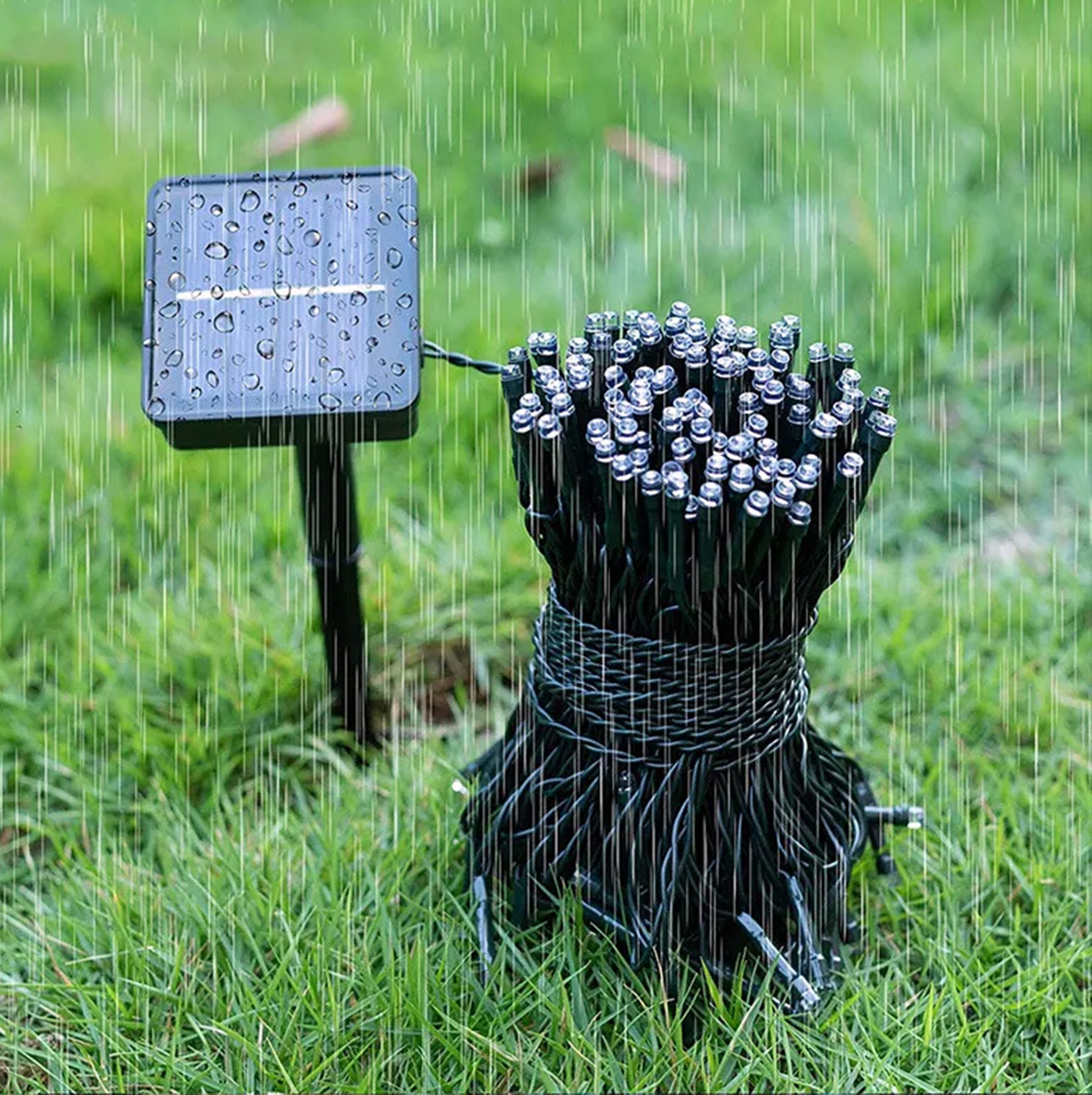 LAMPKI CHOINKOWE SOLARNE DEKORACYJNE ZEWNĘTRZNE GIRLANDA 100LED BIAŁE ZIMNE Stan opakowania oryginalne