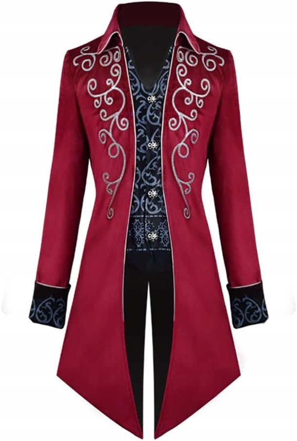 Pánský kostým Frak Kostým Gotický Steampunkový Elegantní Surdut Červený L
