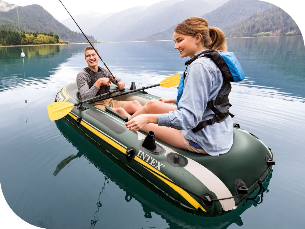 Ponton Seahawk 2 osoby Pompka + Wiosła Wędkarski Intex 68347 MODEL 2024 Dopuszczalne obciążenie 240 kg