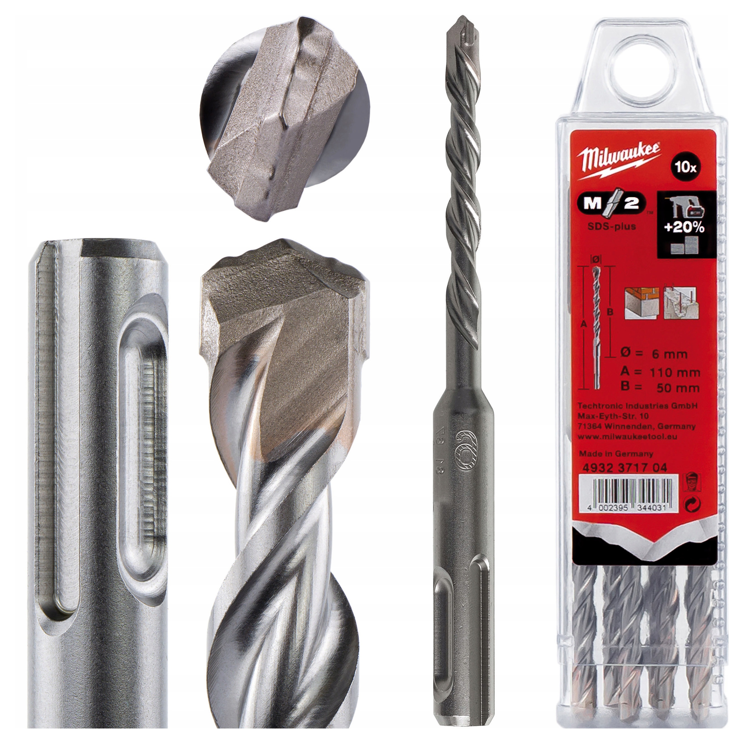 Wiertła do betonu Sds Plus 6 x 50/110 mm 10 szt. Milwaukee M2