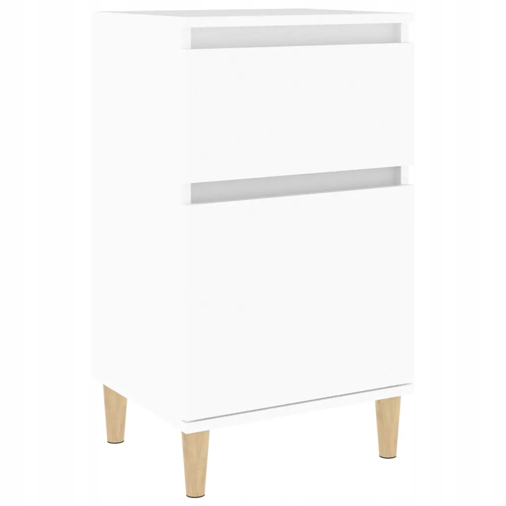 Elegantní noční stolek z eukalyptového dřeva, bílý, 40x35x70 cm