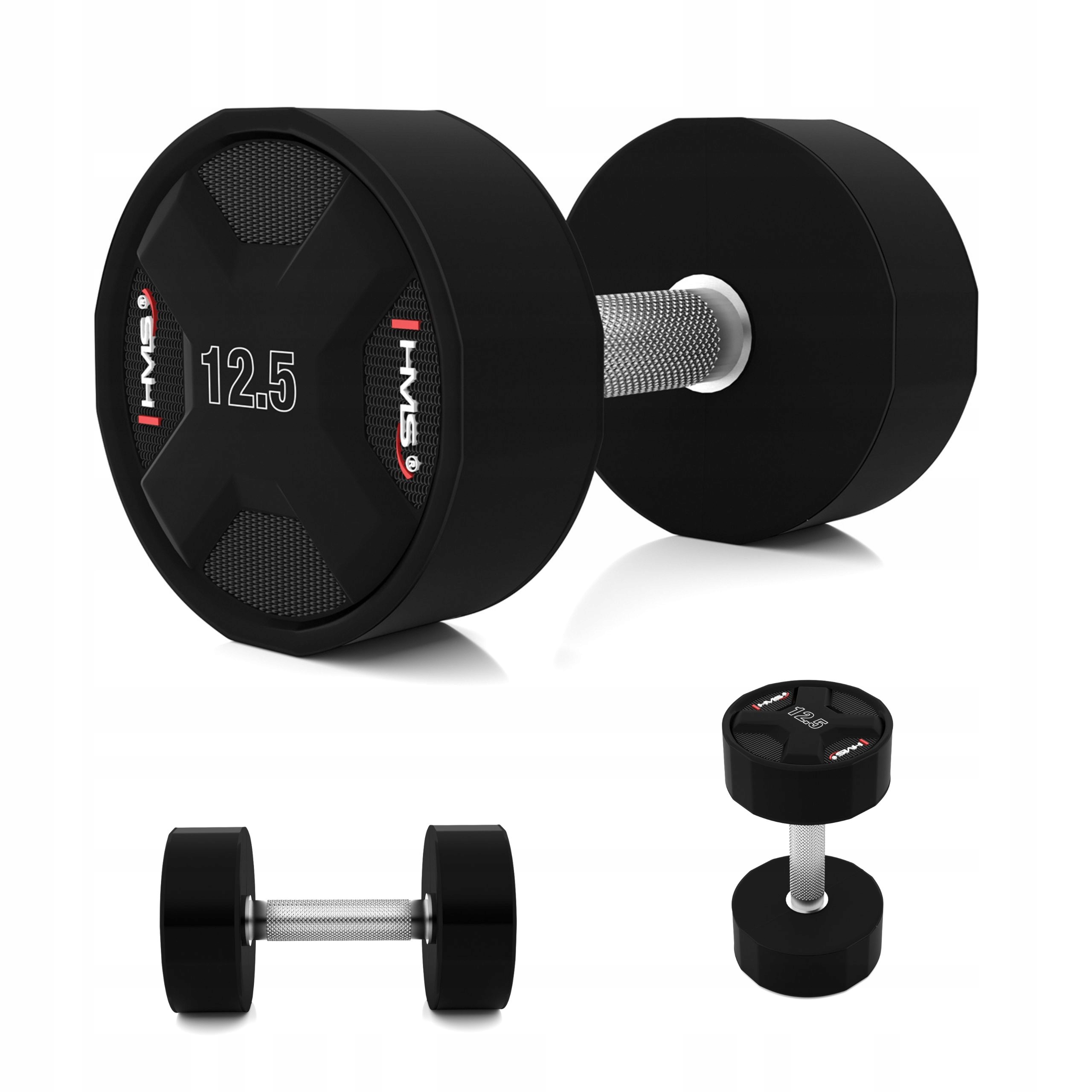 Hantelka závaží pro cvičení tréninku ocel polyuretan Cpu 12,5 kg Hms