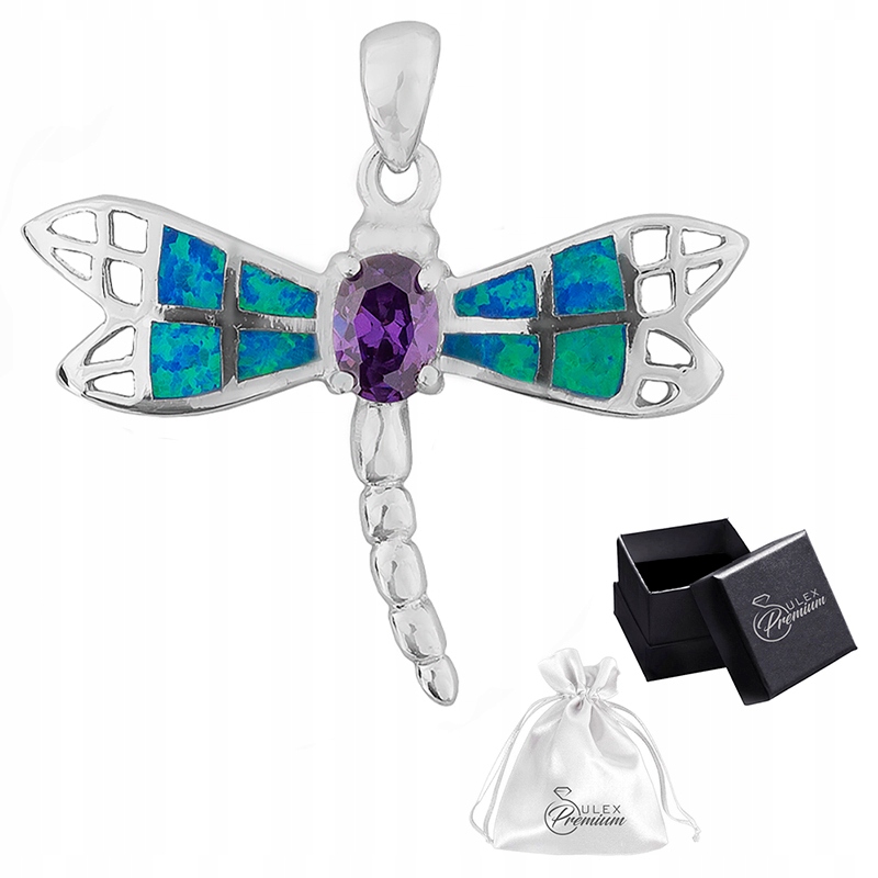 Stříbrný přívěsek ryzost 925 Vážka Modrý opál