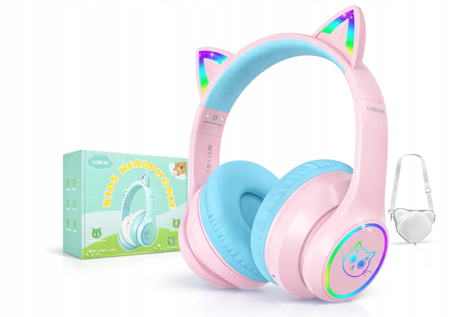 Sluchátka do uší pro děti Lobkin S16 Led Bluetooth Aux