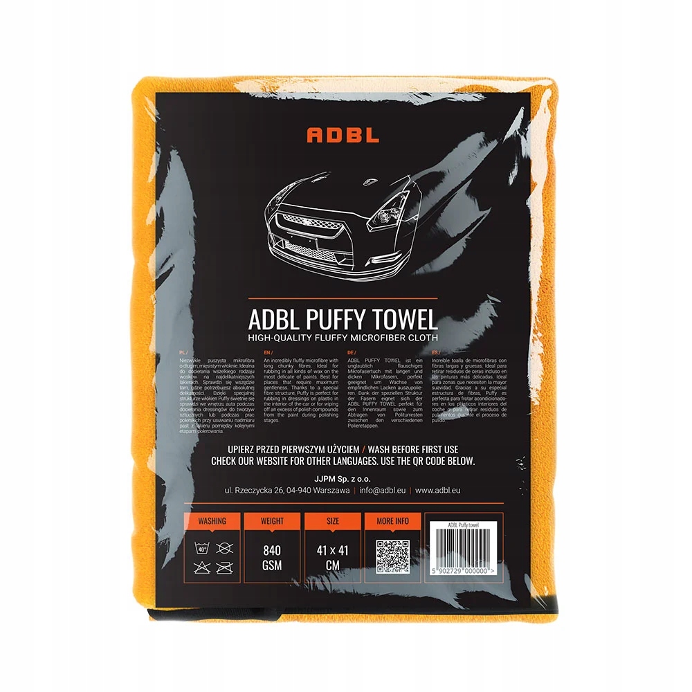 ADBL _ PUFFY TOWEL _ PUSZYSTA MIKROFIBRA DO DOCIERANIA WOSKÓW 41X41CM Producent ADBL