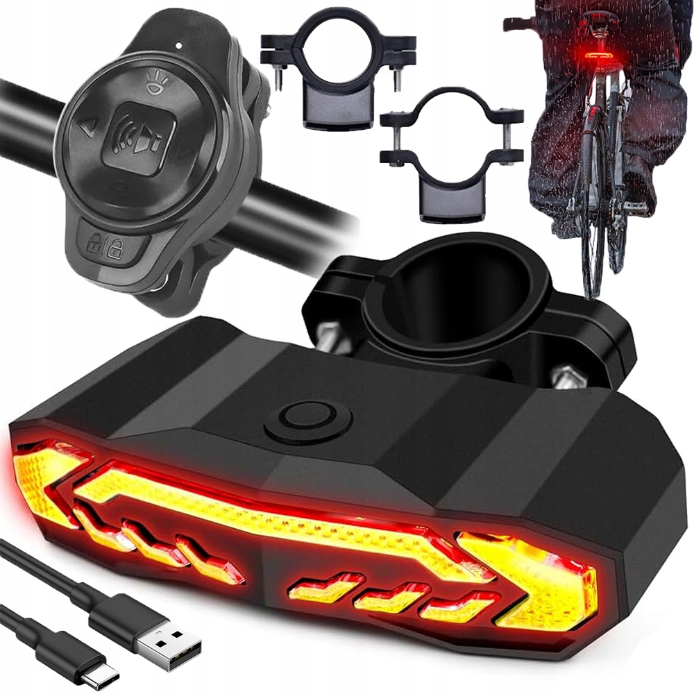 Lampka Rowerowa Kierunkowskazy Pilot Tył Do Roweru Wodoodporna Led Usb
