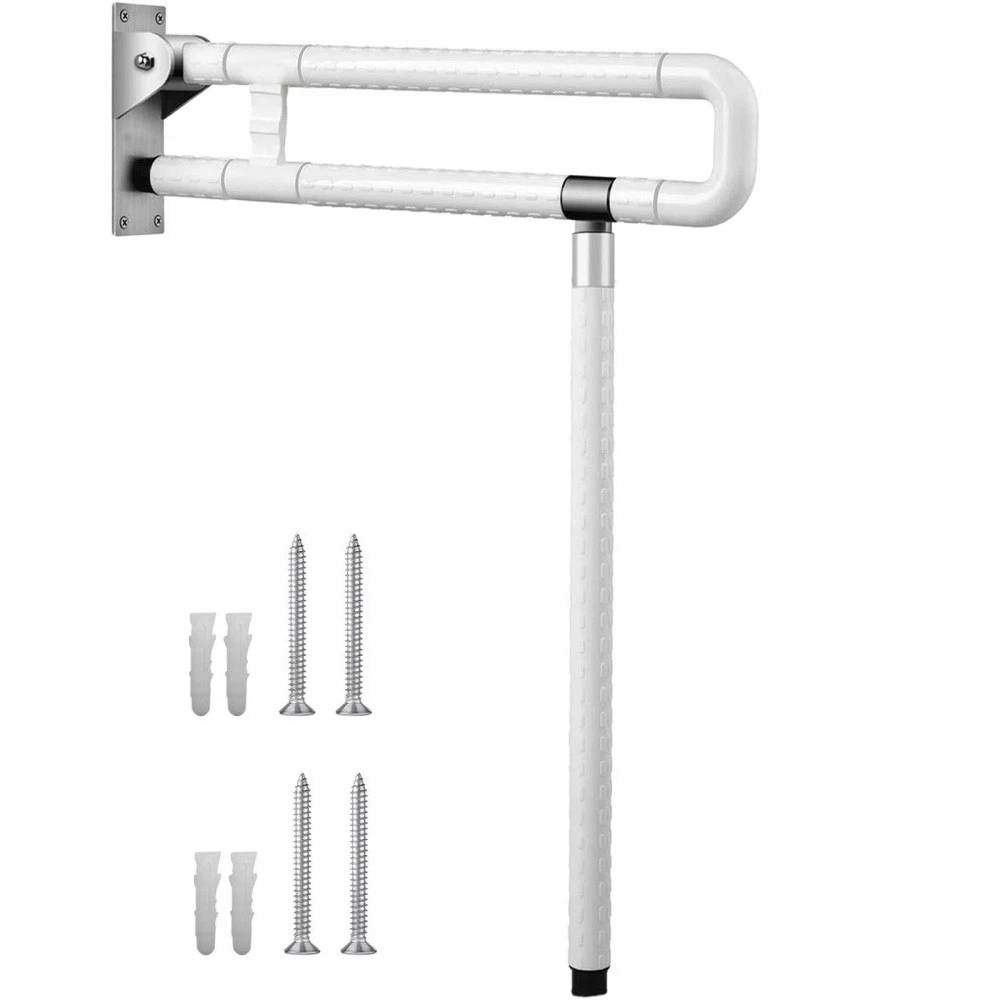 Uchwyt dla niepełnosprawnych uchylny z nogą fi 60 x 70 cm biała