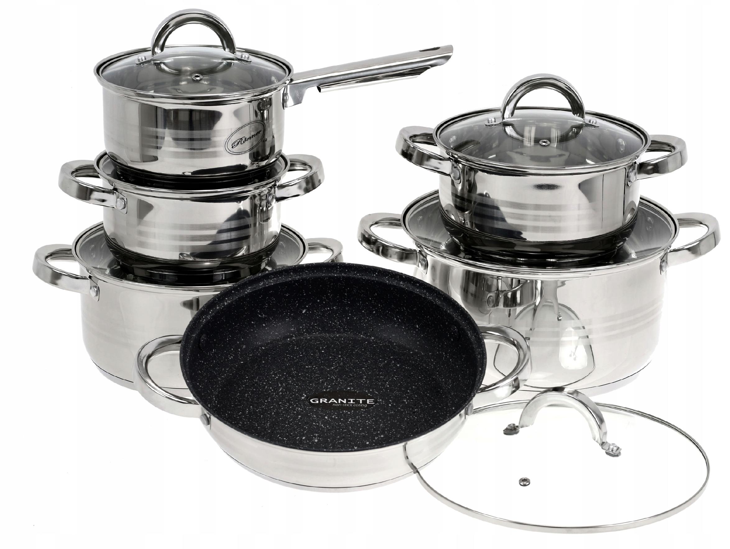 Zestaw GARNKÓW Komplet GARNKI Patelnia Rondel Ronner Austria STALOWE Marka Ronner Austria