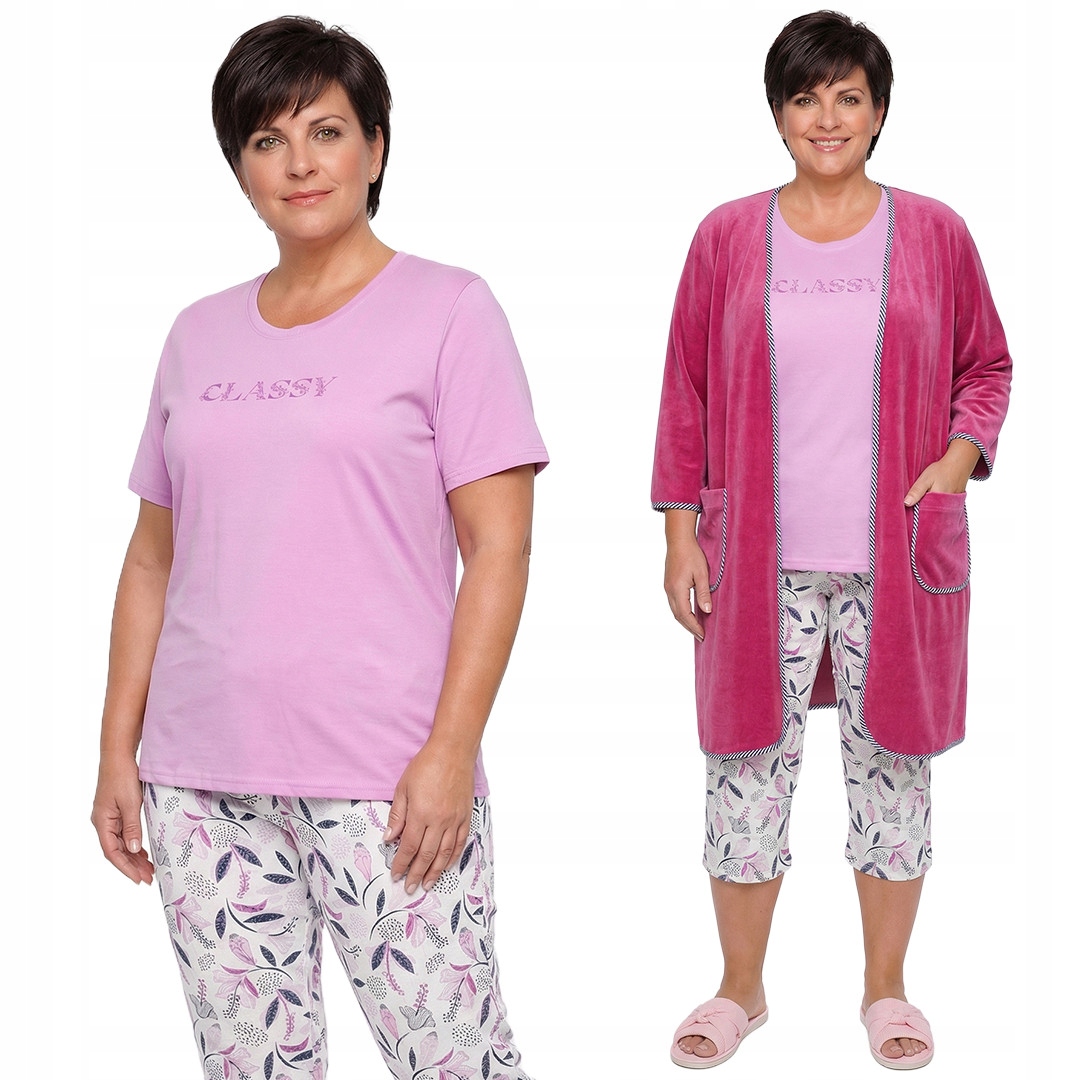 Tmavě růžové pyžamo s potiskem plus size velikost 48