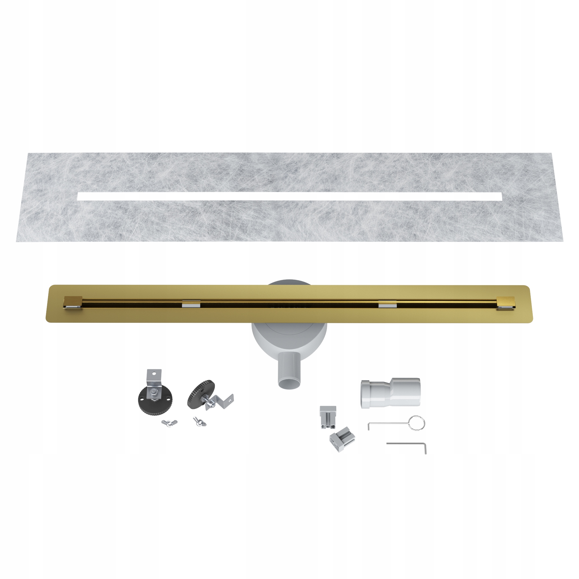 Lineárny Odtok Pod Dlažbu 80 cm Luno Oceľ Sifón Sprchová Vanička Zlatá