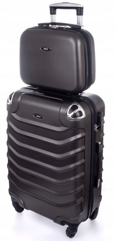 Zestaw 2W1 Mała Walizka Kabinowa Kuferek Bagaż Do Samolotu Abs Grafit Rgl