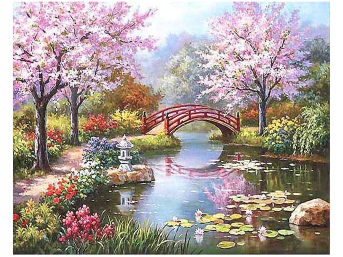 Obraz Malování Podle Čísel Rám 50x40cm Japonská Zahrada