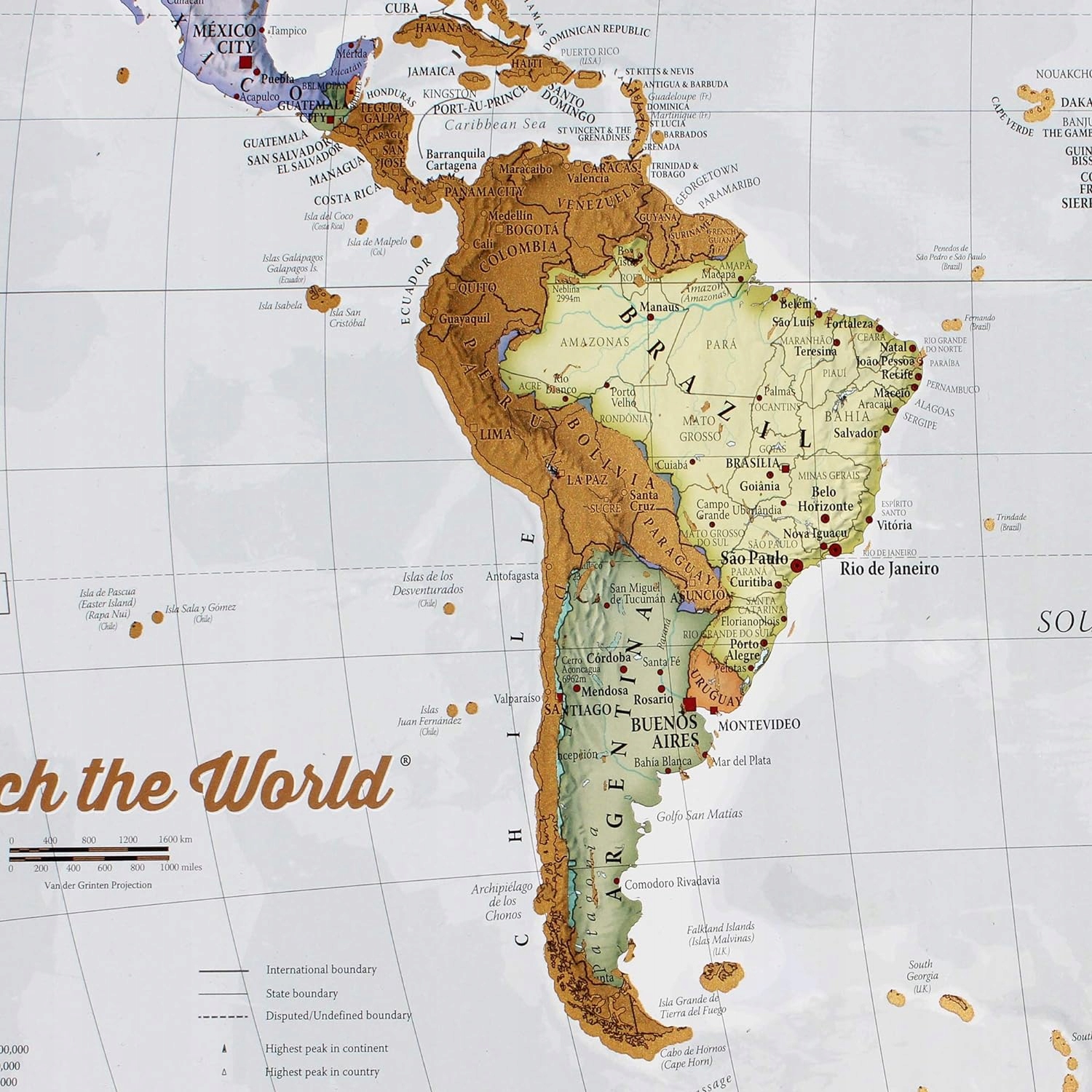 Mapa świata do zdrapywania z tubką prezentową Maps International