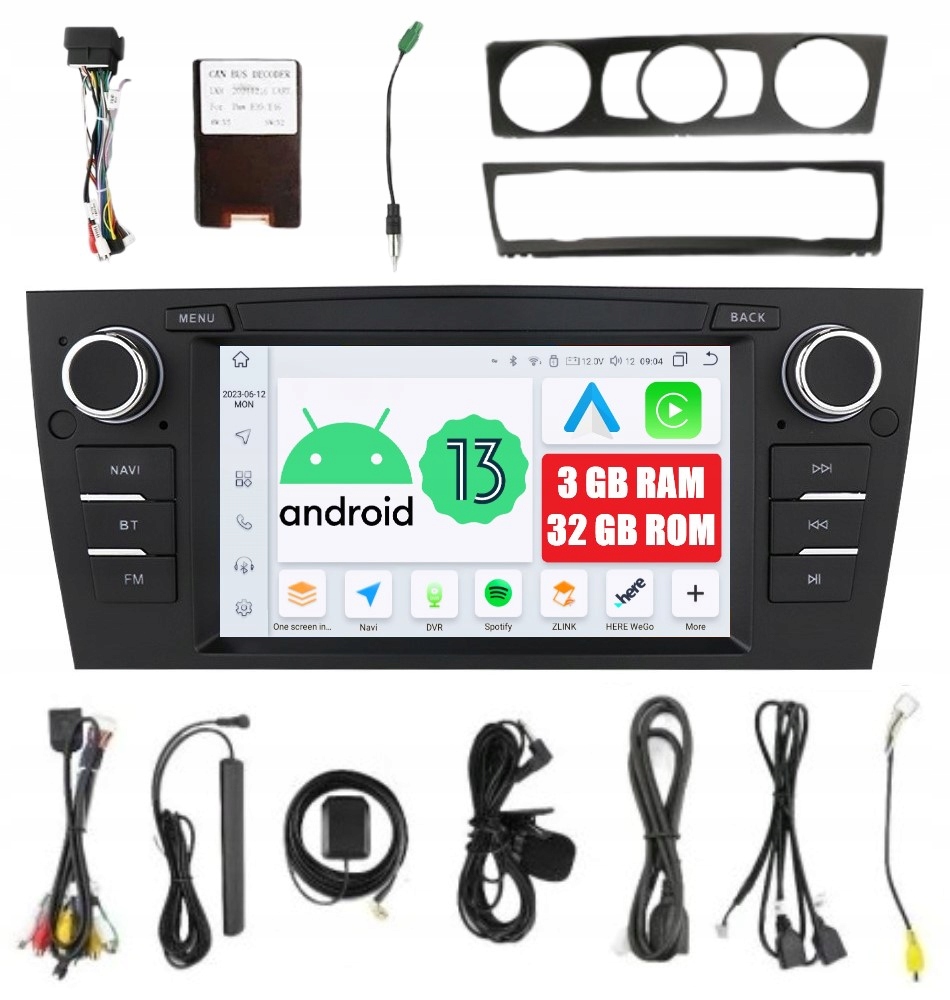 Rádio 2DIN Android 15 Bmw E90 E91 E92 E93 3/32 Gb Dsp Carplay Lte