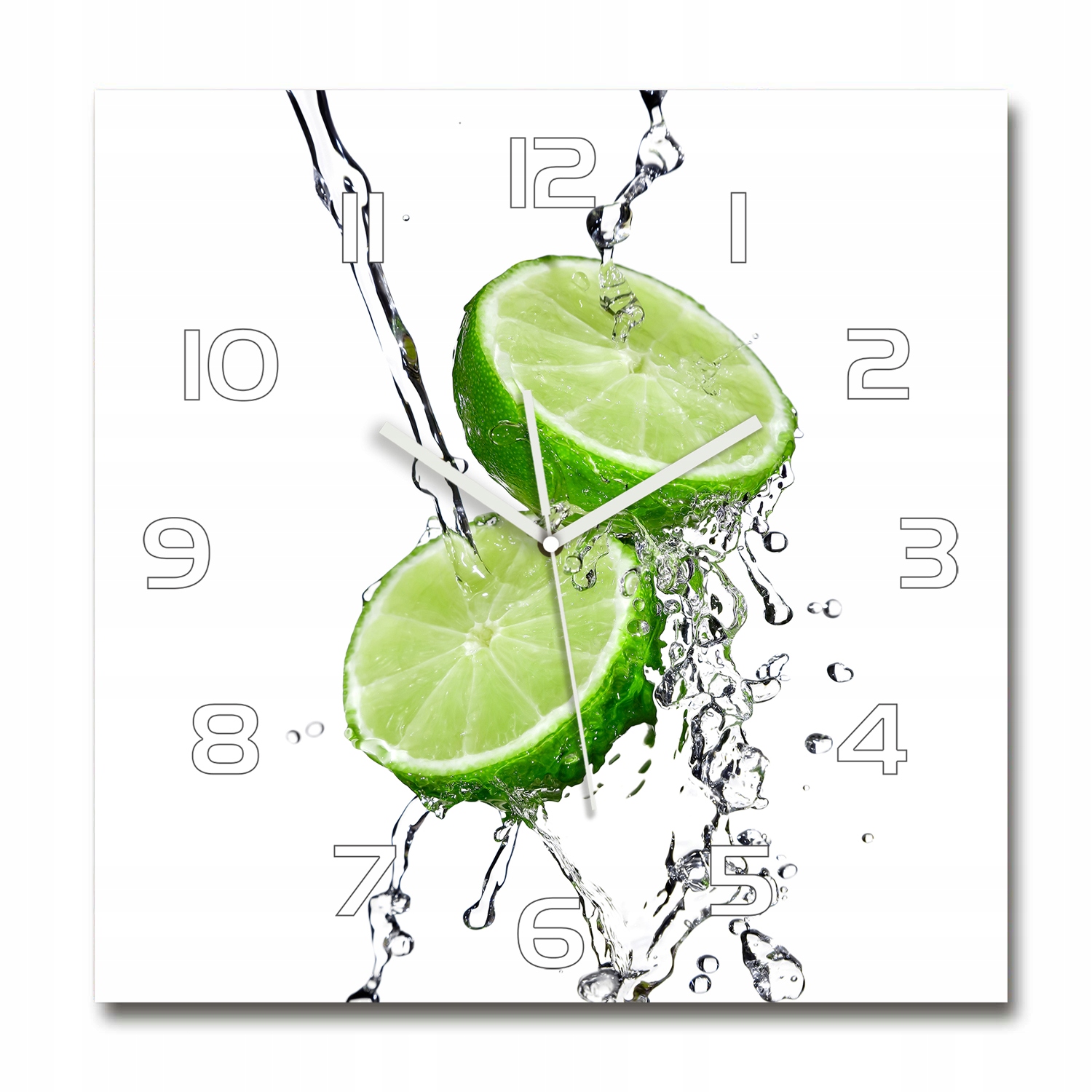 

Zegar ścienny ze szkła, duży Limonki i woda 60x60