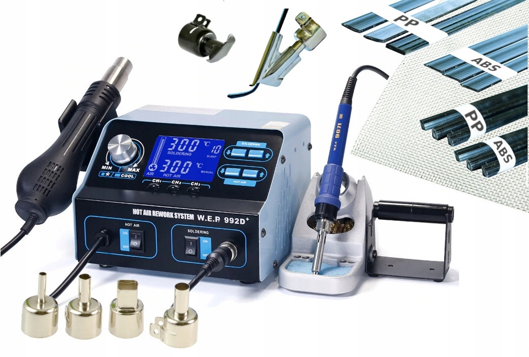 Spawarka do plastiku WEP 992D+ HOTAIR +7dysze BUT żelazko, plastik, siatka
