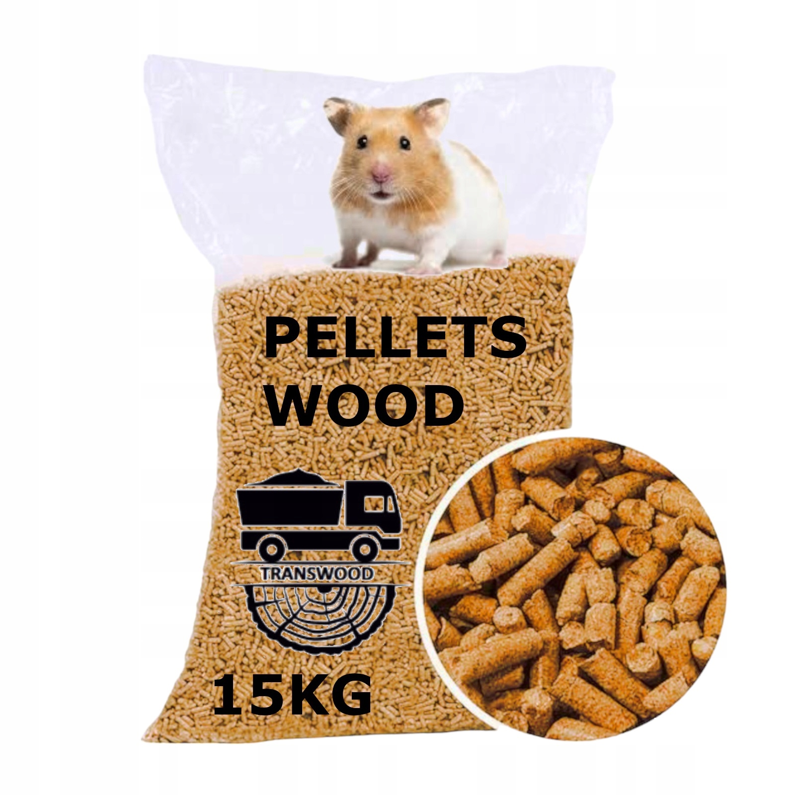 Levně Stelivo Dřevěné dřevěné pelety pro zvířata a hlodavce 15 kg Světlý Transwood