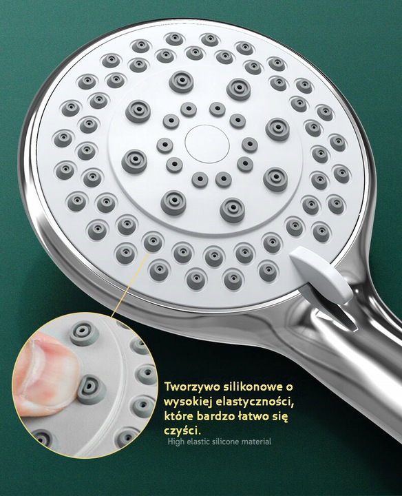 SŁUCHAWKA PRYSZNICOWA 5-FUNKCYJNA NATRYSKOWA CHROM Kod producenta 49-35