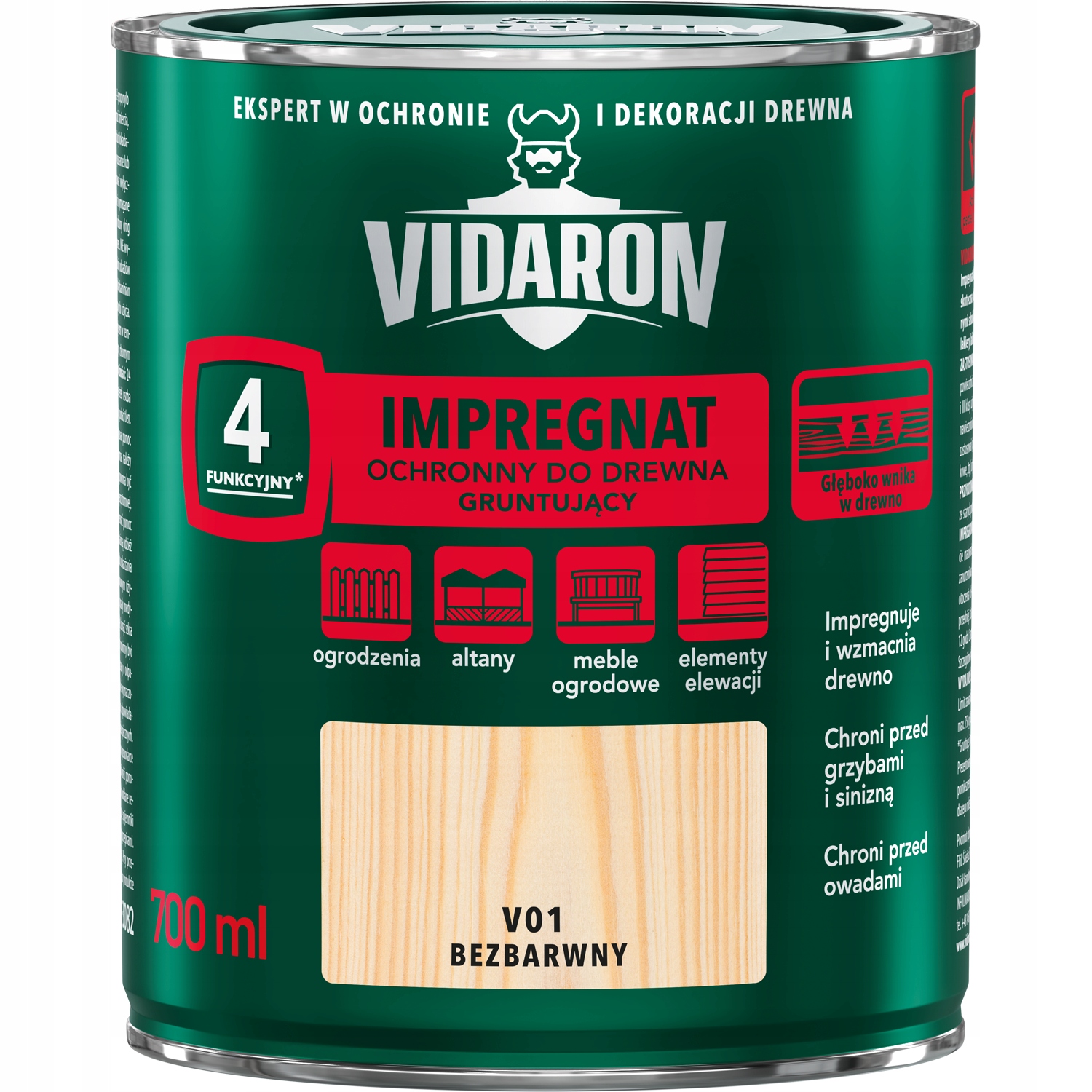 

Impregnat Grunt do drewna Bezbarwny Vidaron 0,75L