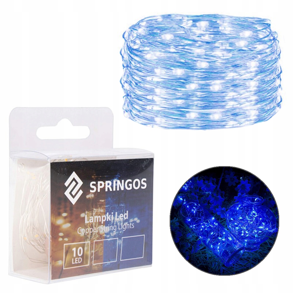 

Lampki choinkowe druciki 10LED 1,2m niebieskie