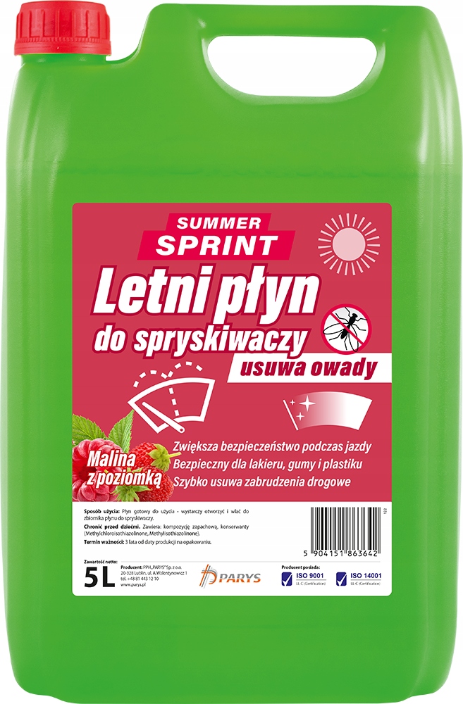 Летняя жидкость для омывателя малина 5 л 120шт поддон