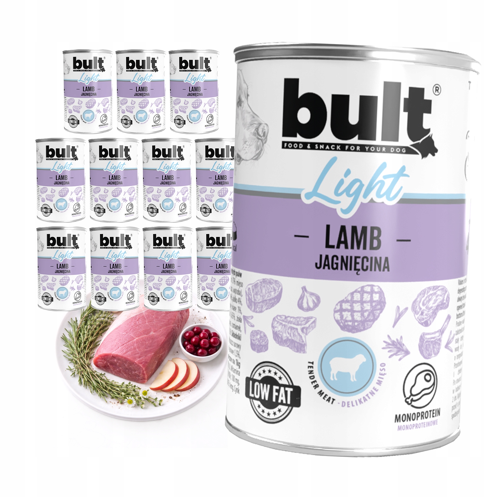 Levně Vlhké Krmivo Pro Psa Bult Light Jehněčí 12x400g Plechovka Set