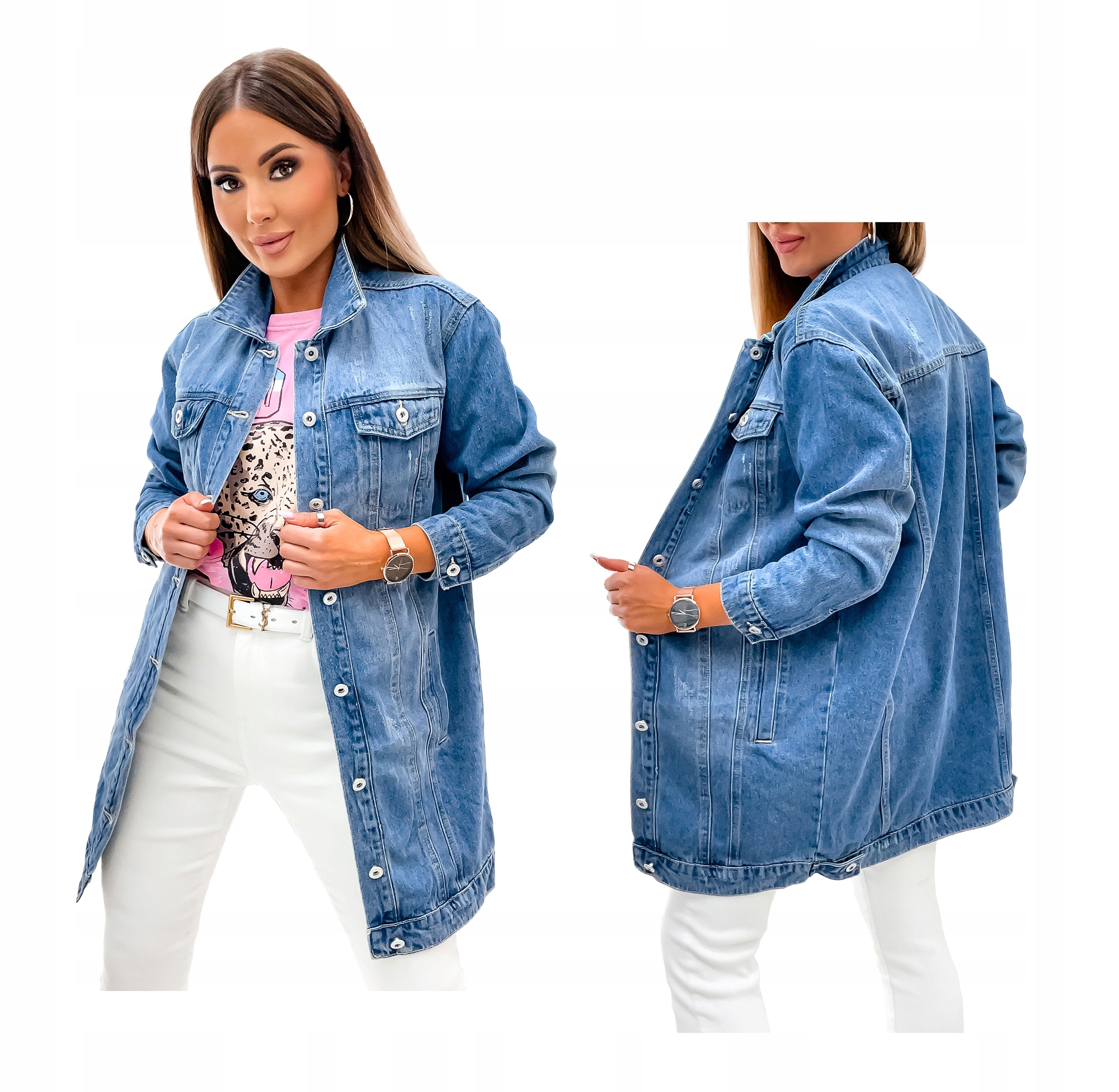 

Wiosenna jeansowa kurtka damska Long 278 r XL