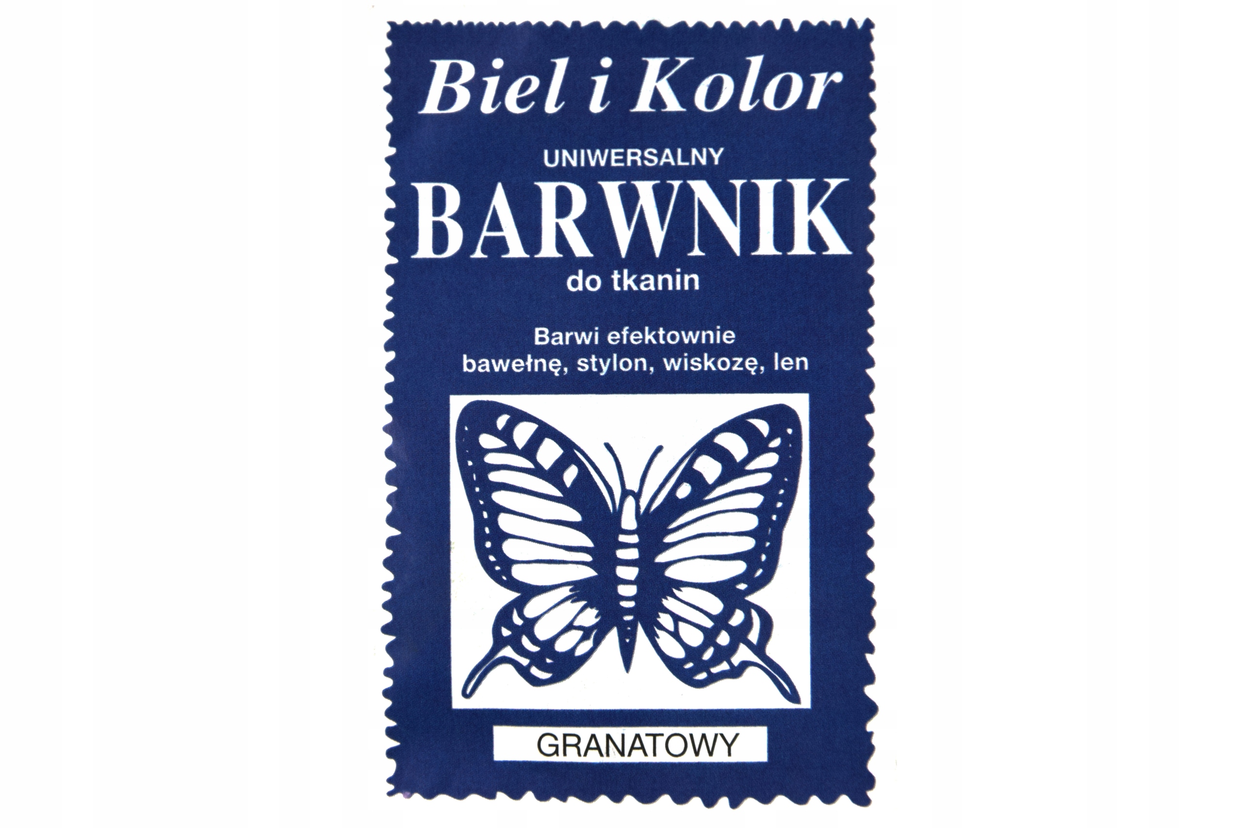 

Barwnik do tkanin Biel i kolor granatowy