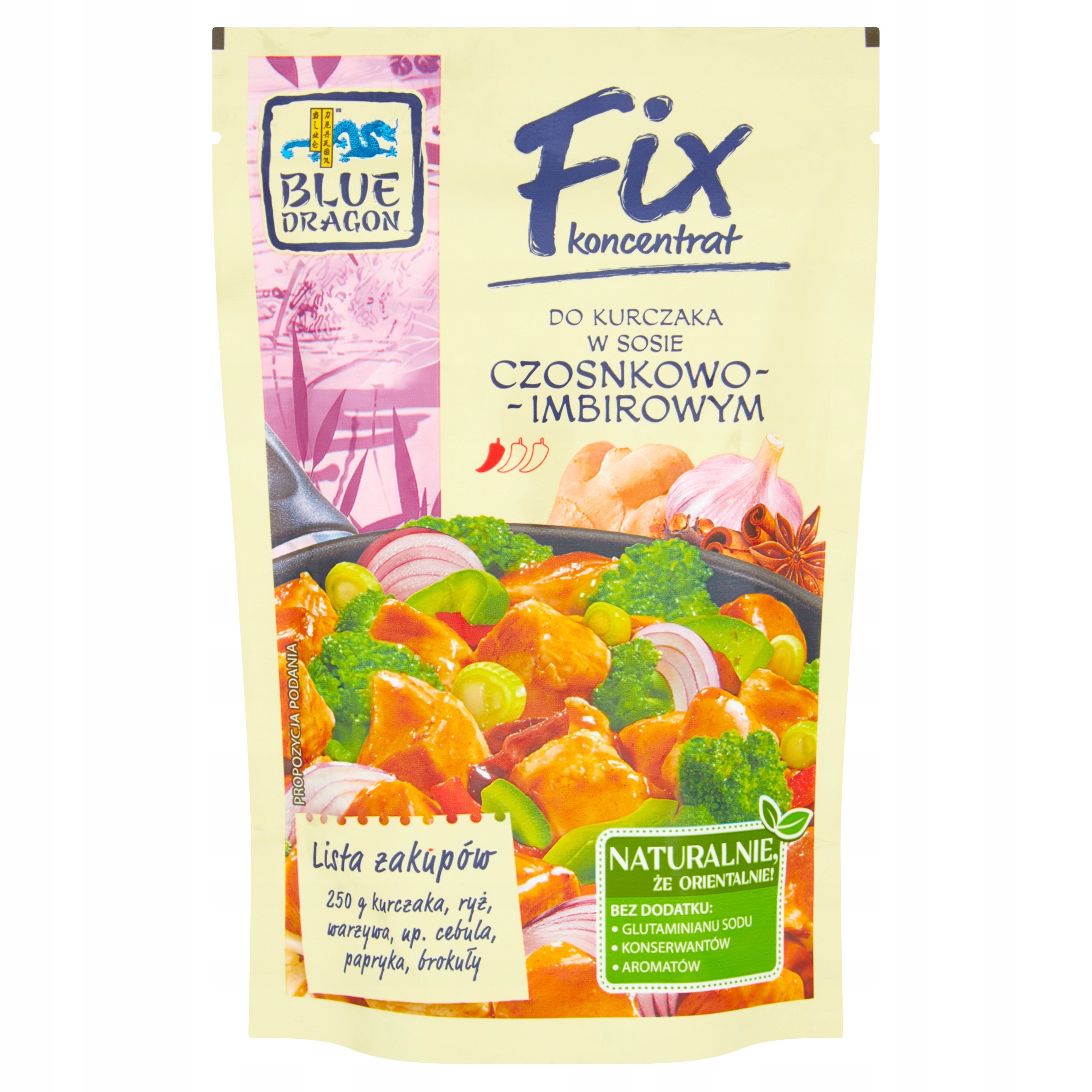 

Blue Dragon Fix Kurczak w sosie czosnek imbir 150g