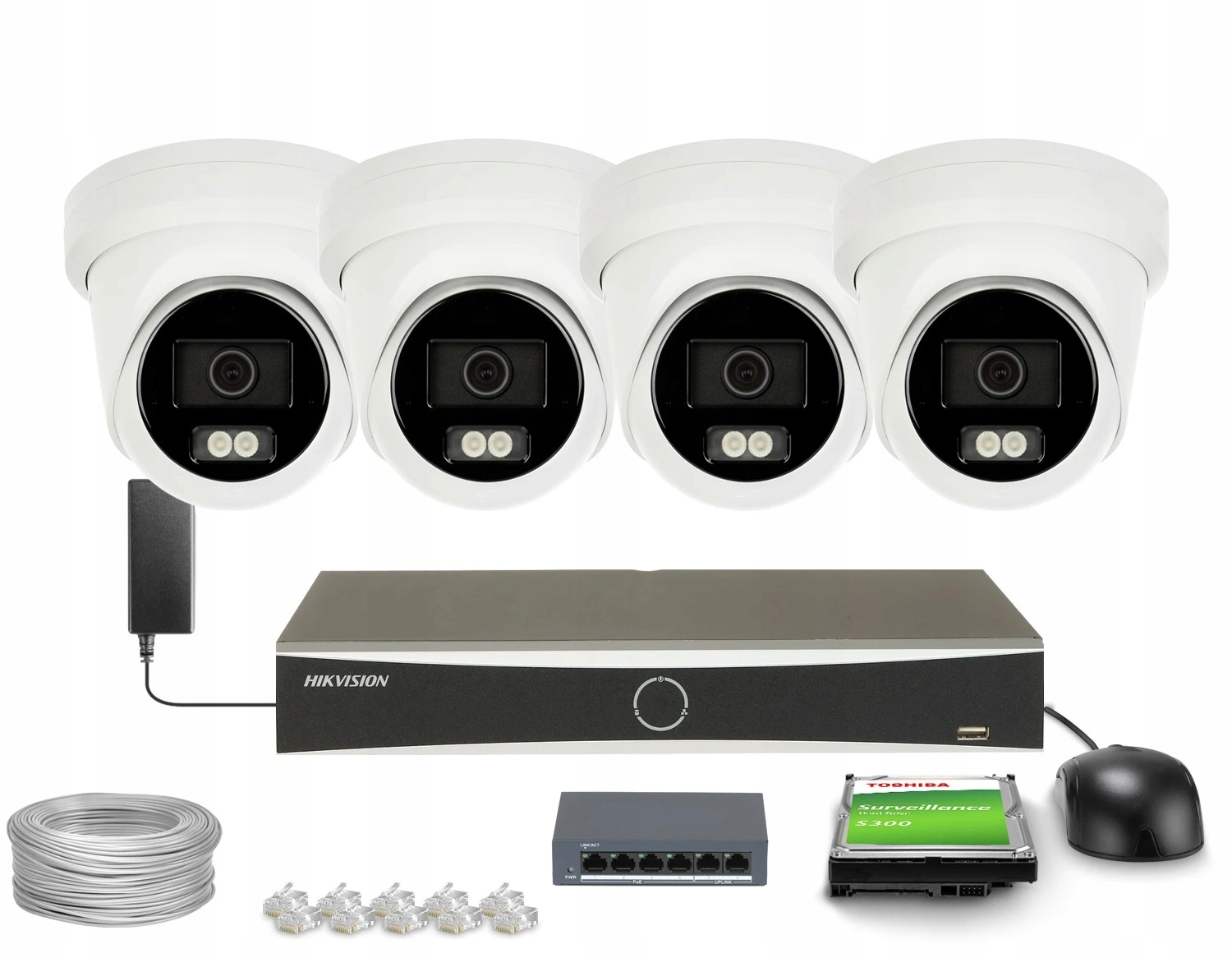 Sada monitorovania domu Ip kamera 4x DS-2CD2383G2-LI2U 8Mpx Ir 30 m Audio