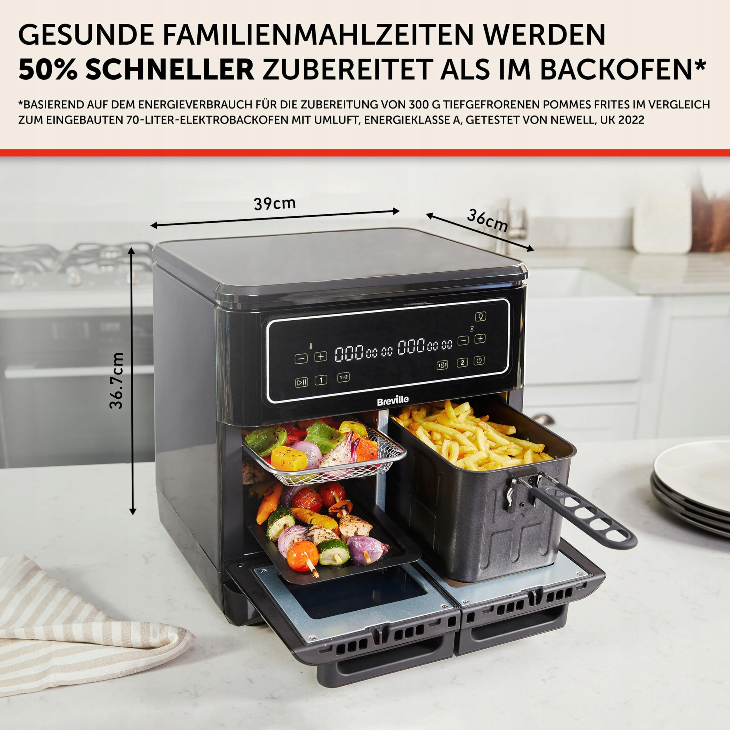 BREVILLE Frytkownica Halo Flexi 11L Cyfrowa Podwójna Komora 2400W Wersja 2 — miniatura 5