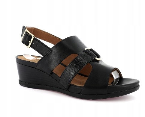 Geox Kožené Sandály Černé S Klínkem 35 Ž9D