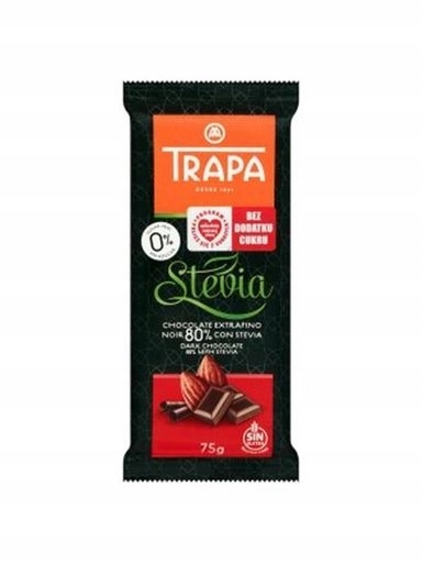 Levně 5 x Trapa Hořká čokoláda 80% se stévií 75 g